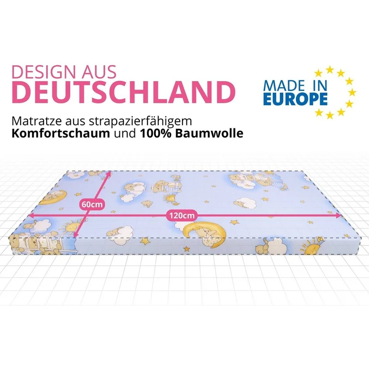 Kindermatratze, Best for Kids, 6 cm hoch, (Set), 60x120 cm, Bezug aus Baumwolle, Hergestellt in der EU – Bild 3