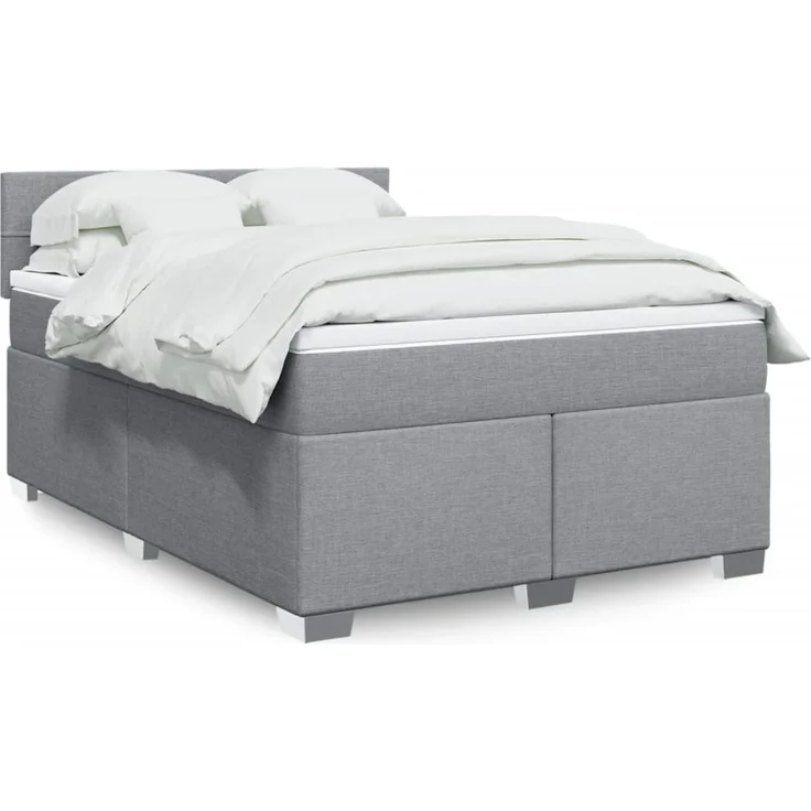 vidaXL Boxspringbett mit Matratze Hellgrau 160x200 cm Stoff 3288239 – Bild 1