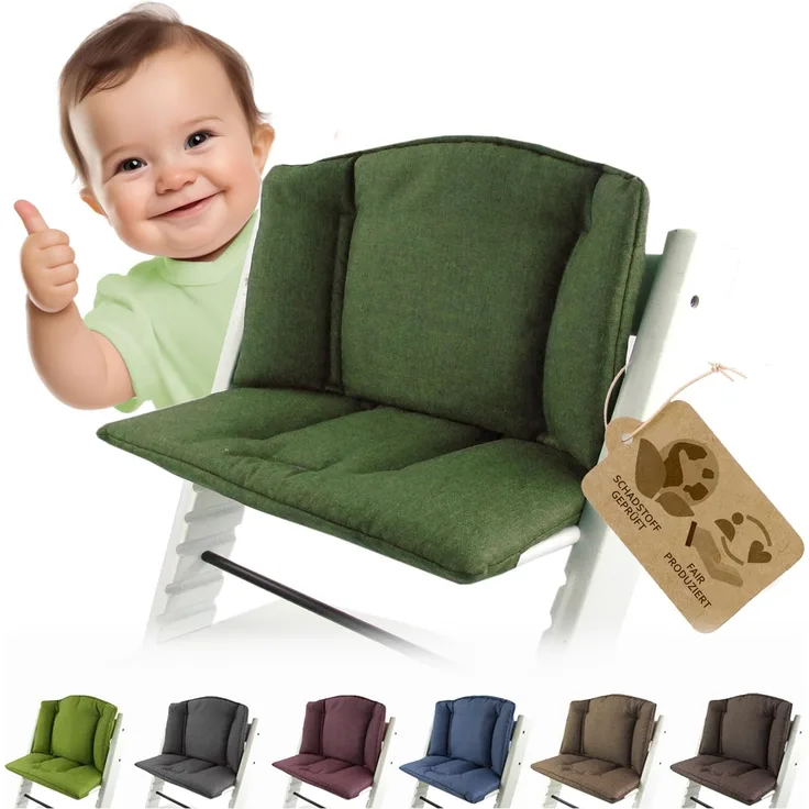 Ersatzbezug Sitzkissen kompatibel mit Stokke Tripp Trapp (dunkgrün meliert) | Bezug Kissen-Set Sitzverkleinerer, Mod. 1