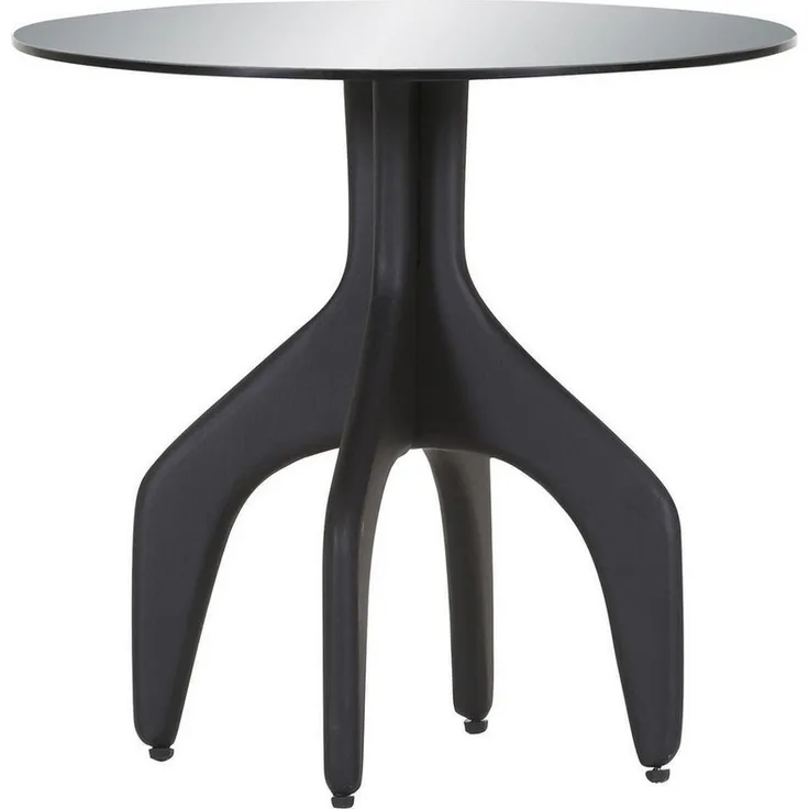 Gutmann Factory Beistelltisch MURPHY, Schwarz, Glas, Metallgestell, Getönt, mit Höhenausgleichsfüßen, Ø 50 x H 47 cm