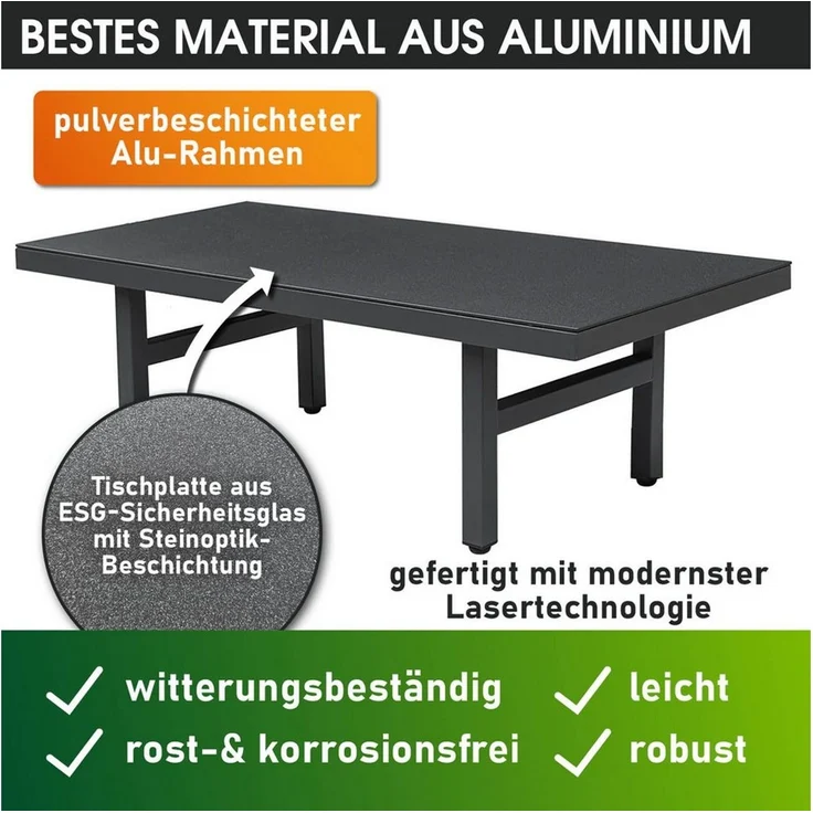 BRAST Gartenlounge-Set Aluminium Adria, viele Varianten & Module, (Loungemöbel Essgruppe Gartenmöbel, bis zu 5 Personen, Sofa Sessel Tisch), Loungetisch – Bild 2