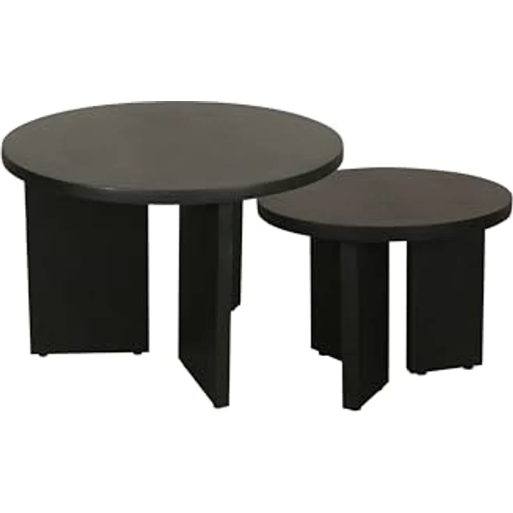 byLIVING Couchtisch Round (Set), aus 2,5cm starkem Massivholz schwarz, einzeln oder im Set stellbar – Bild 2