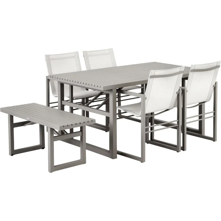 Gartenesstisch Vevi aus Aluminium, modern, beige, für 4–6 Personen, 160x90 cm – Bild 3