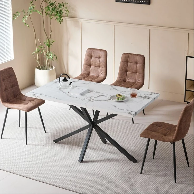 GrandCA HOME Esstisch Rechteckiger Küchentisch im Modernen Stil, aus MDF (1-St), 140 x 80 cm, Weiß – Bild 2