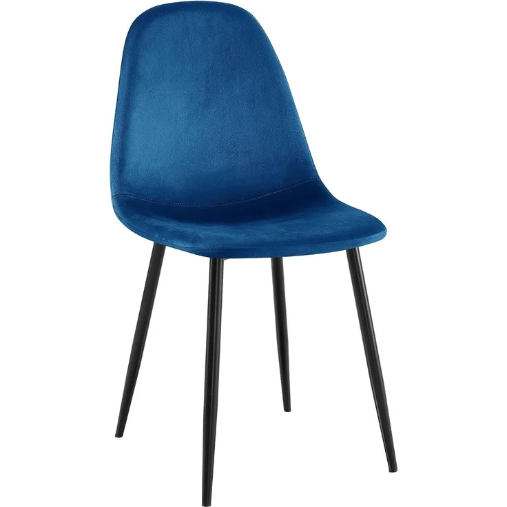 CLP Esszimmerstuhl Napier gepolstert mit Rückenlehne - Farbe:blau;Material:Samt