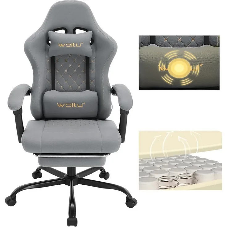 Woltu Gaming-Stuhl (1 St), mit Massagefunktion, ergonomisch, 150 kg, Netzstoff