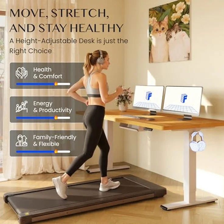 FLEXISPOT Höhenverstellbarer Schreibtisch Gestell, Elektrisch Tischbeine mit 2 Motoren & LED-Höhenanzeige & 4 Speicherfunktionen, inkl. 2 Haken & Kabelmanagement, Weiß – Bild 10