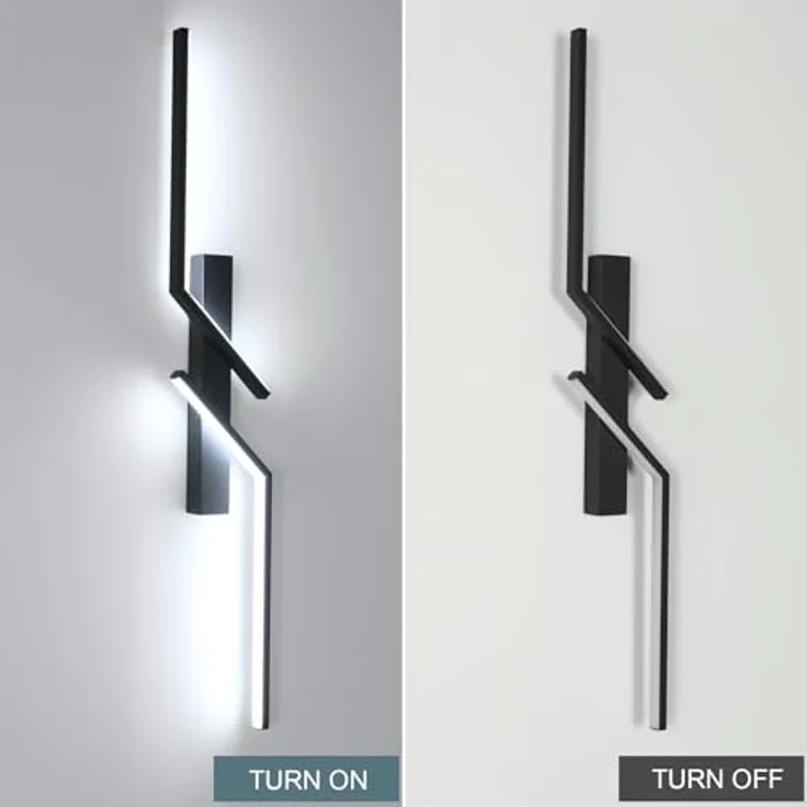 Goeco LED Wandleuchte Innen, 81 CM 24W LED Wandlampe Lang 2 Fimmige 6500K Kaltweißes Licht, Modern Led Wandlampe Schwarz für Flur Treppenhaus Wohnzimmer Schlafzimmer – Bild 9