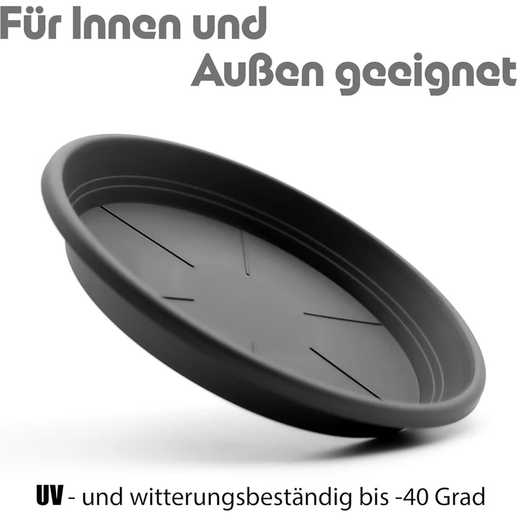 BigDean Blumentopfuntersetzer 20 Stück Topfuntersetzer Ø 19,5 cm in Anthrazit Made in Europe, Zubehör für Pflanztöpfe, Set, 20-tlg, Klassische Blumentopfuntersetzer, Zeitlos im Design, Robust – Bild 4