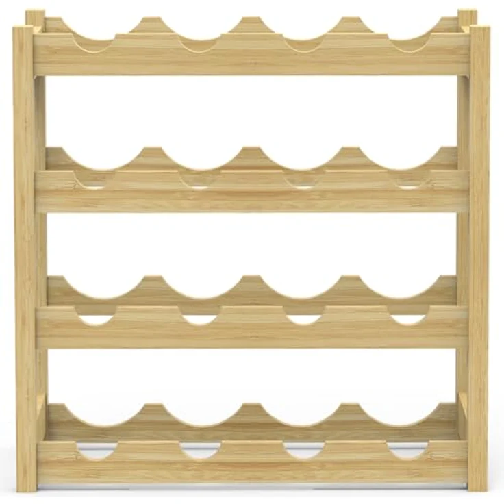BAKAJI Weinregal aus Bambusholz mit 6 Fächern für Champagner, Flaschenregal für Bar, Wohnzimmer, Küche, Bistro, Restaurant, 43,5 x 25 x 43 cm (Natur) – Bild 7