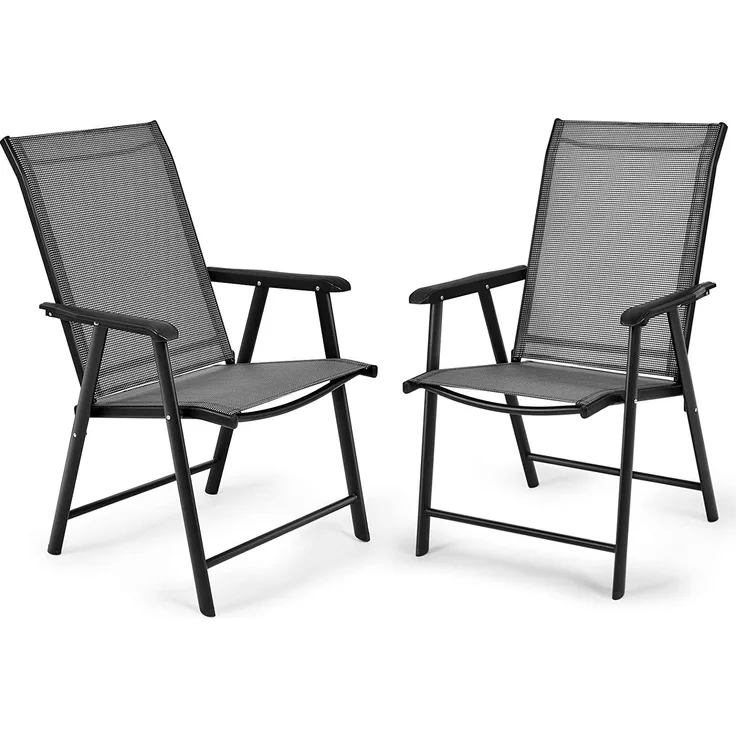 COSTWAY 2er Set Gartenstuhl Klappstuhl Terrassenstuhl bis 110kg, Campingstuhl klappbar, Klappsessel Terrassenstühle Lehnstuhl für Pool, Garten, Rasen