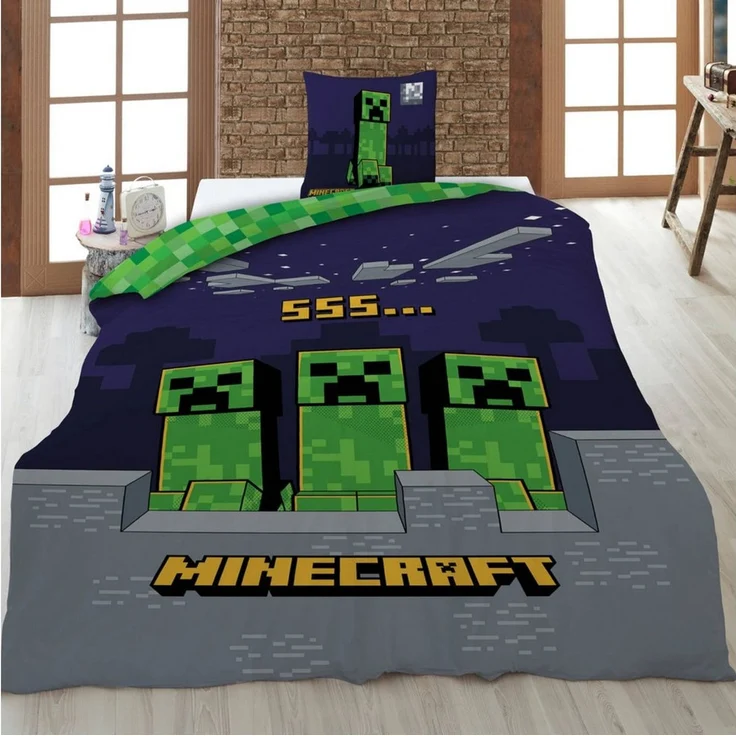 Minecraft Wende Bettwäsche Set 2 tlg. 135 x 200 cm 80 x 80cm – Bild 1