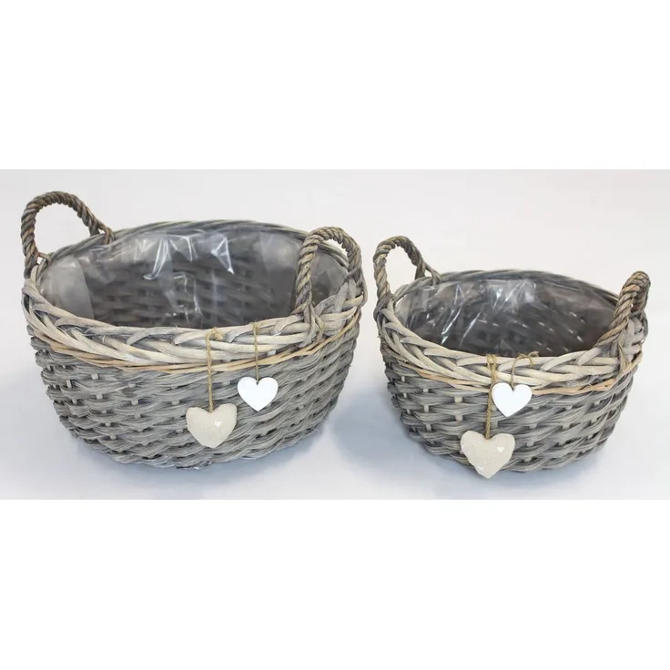 2er Set Pflanzkorb Blumenkorb Blumentopf Pflanzentopf Korb Übertopf Blumenkübel