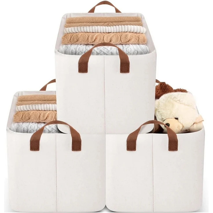 BlingBin Aufbewahrungskorb 3-Pack 26L, Schrank Organizer, Korb für Badezimmer Regal (3 Stück, 3 St, 42,9 x 29 x 25,4 cm), Organizer für Organisation, Regal, Kleidung, Zuhause, Büro – Bild 5