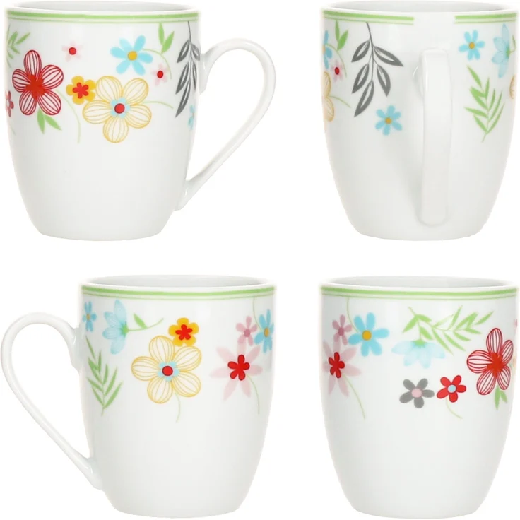 12tlg Frühstücksset Variant Blümchen Porzellan 6 Personen Teller klein Kaffeebecher – Bild 6
