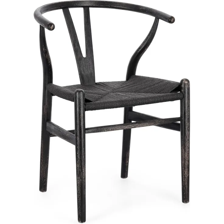 Esszimmerstuhl Aimater aus Buchenholz, klassischer Landhausstil, Schwarz, stabiles 4-Fuß-Gestell