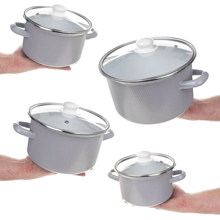 KADAX Set Emaille-Töpfe 2L+3L+4L+5L Hellgrau – Bild 3