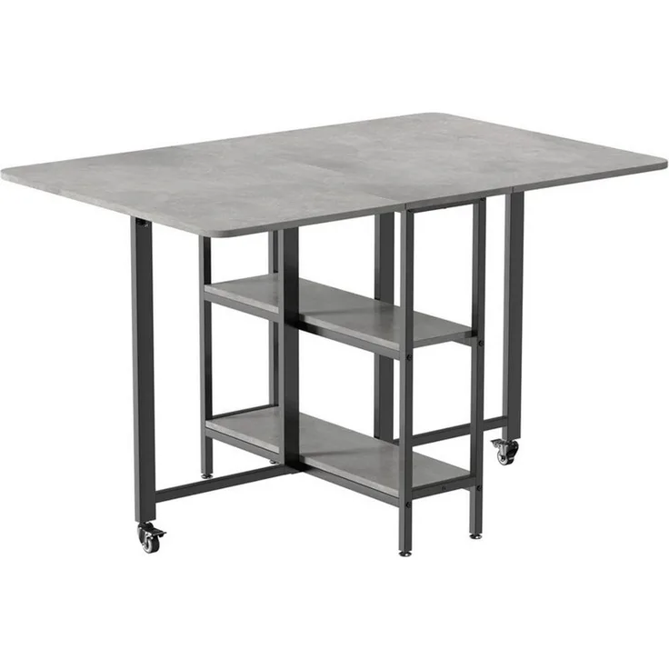 Mondeer Esstisch Klappbarer (1 Tisch), Gestell aus Metall, mit Zwei offene Ablagefächer, Breite 140cm