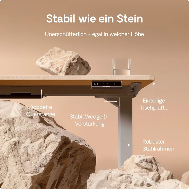 Desktronic HomePro Elektrisch höhenverstellbarer Schreibtisch 140x70cm Bambus/Grau mit Memory-Funktion, Anti-Kollisions Technologie, USB-A und USB-C-Ladeanschlüssen – Bild 4