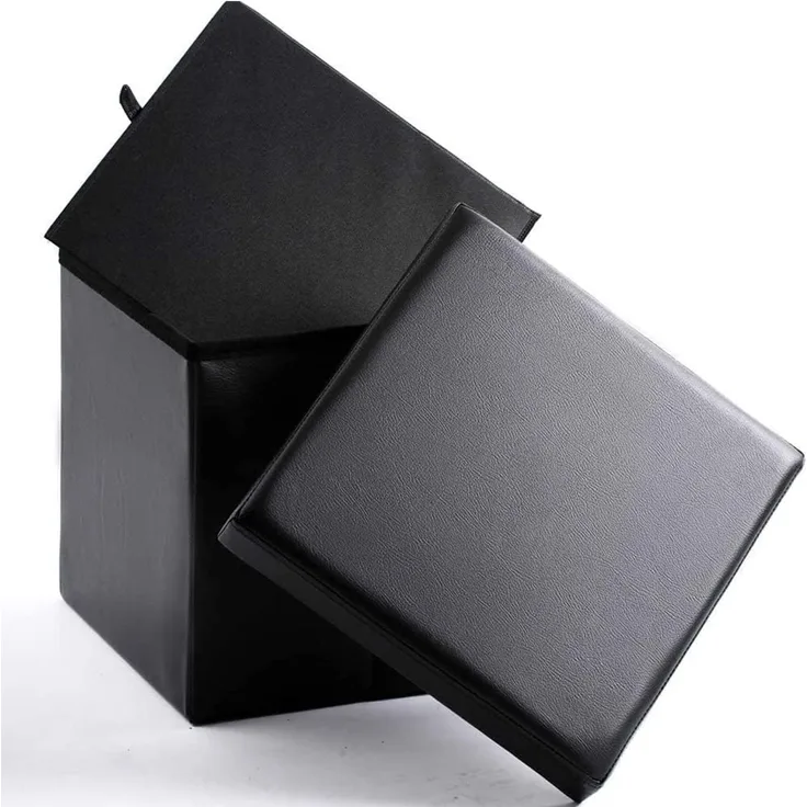Zedelmaier Sitzhocker Sitzwürfel mit Stauraum Fußbank Truhen Aufbewahrungsbox faltbar belastbar bis 300 kg, Deckel abnehmbar, 38 x 38 x 38 cm (Schwarz)