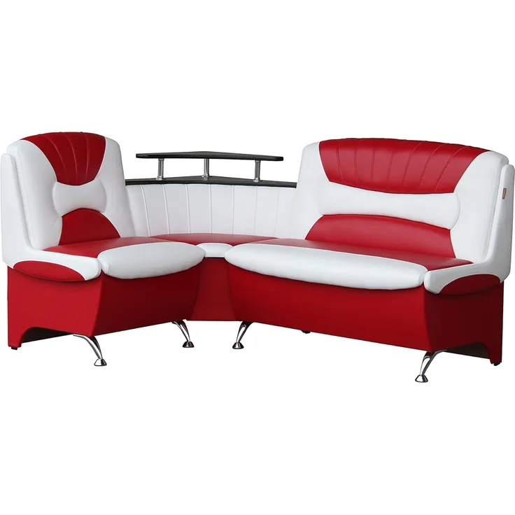 Rodnik Eckbank "Arabica", Rot Wei, Sitzbank, gepolstert, mit Stauraum, mit Rueckenlehne, Rechtsseitig und Linksseitig montierbar, Kunstleder, Spanplatte, 173cmx128cm