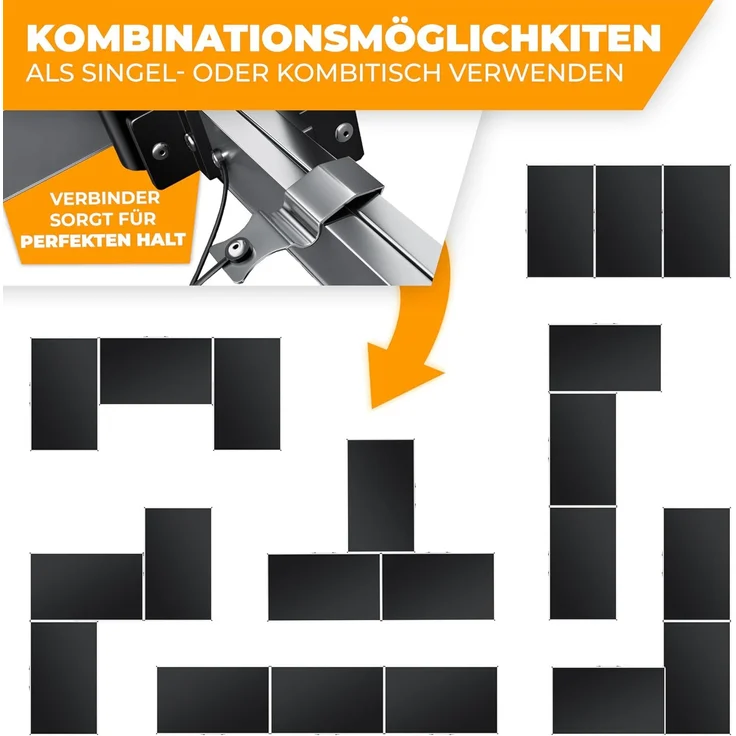 KESSER® Multifunktionstisch Profi 3- teilig, 100 x 60 cm, Tapeziertisch 30kg Tragkraft je Tisch Mit Ausziehfunktion Klapptisch Flohmarktisch Beistelltisch Mehrzwecktisch Campingtisch höhenverstellbar Schwarz – Bild 8