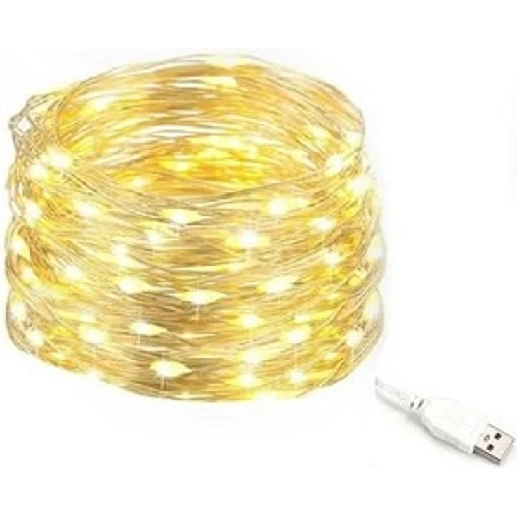 Salcar LED-Lichterkette 10m LED Lichterkette Outdoor Indoor USB Kupferdraht Weihnachtsdeko, Warmweiß – Bild 6