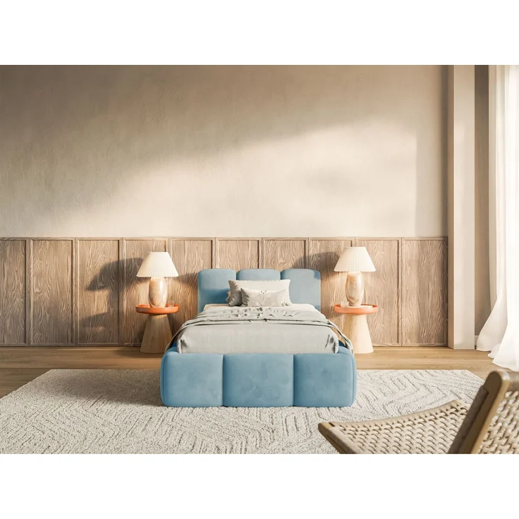 Selsey 'Cloudy Low' Polsterbett 90x200 cm, Samt Hellblau – Bild 2