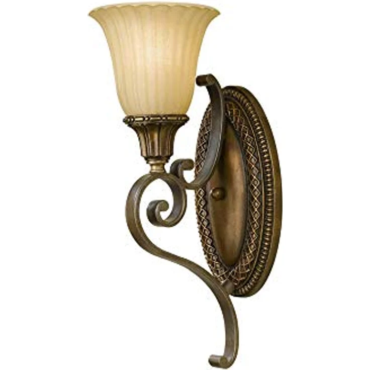 Wandlampe, Stahl Glas, Gold Bronze, H 41,9 cm – Bild 2