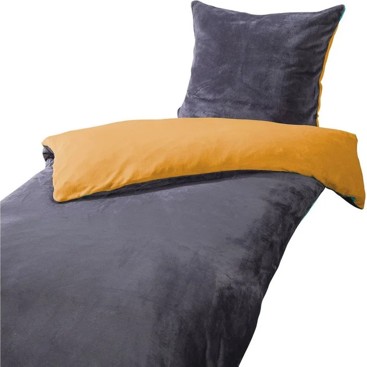 heimtexland Bettwäsche kuschelige Winter Wende-Bettwäsche Cashmere Touch, Microfaser, Kopfkissen 80x80 I Bettdecke 135x200 I curry – Bild 2