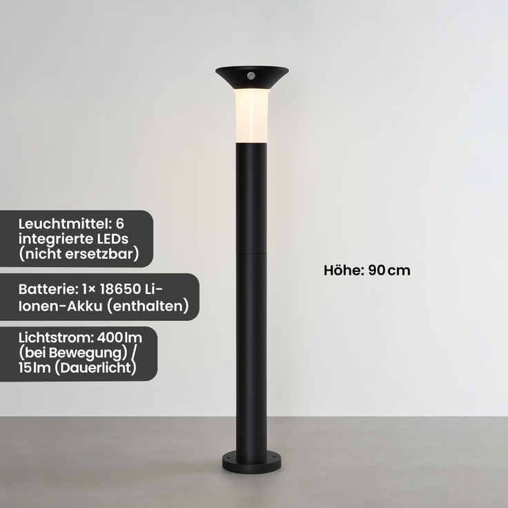 Star Solar LED Pollerleuchte Valta - Mit Bewegungsmelder & Dämmerungssensor- 400 Lumen Lichtstrom - Warmweiß - 90 cm Hoch - Graphit - Für den Außenbereich – Bild 8