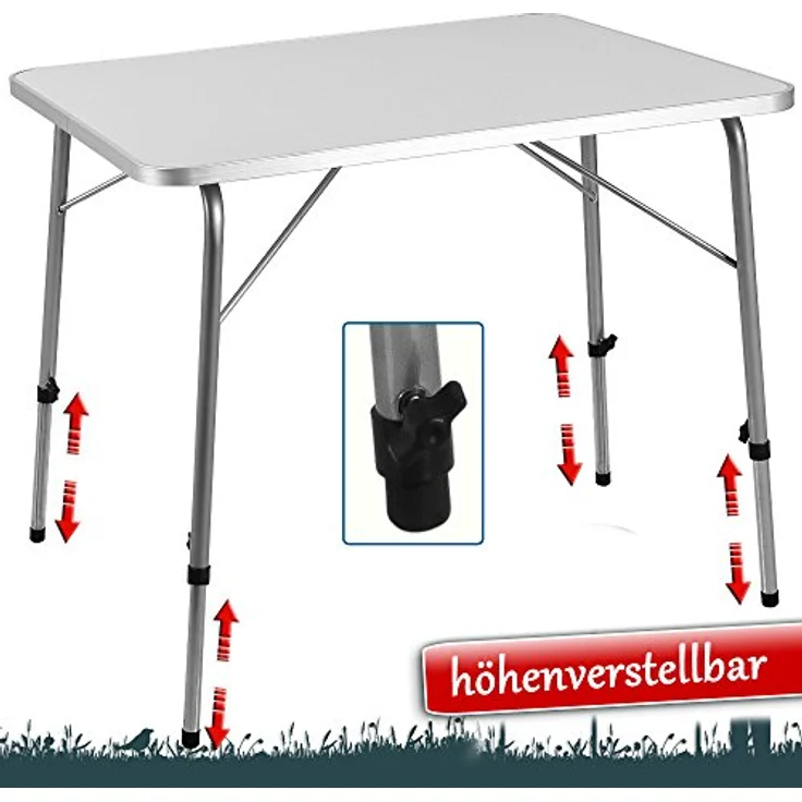 Casaria Campingtisch klappbar faltbar höhenverstellbar, Aluminium weiß/silber, 80x60 cm – Bild 8