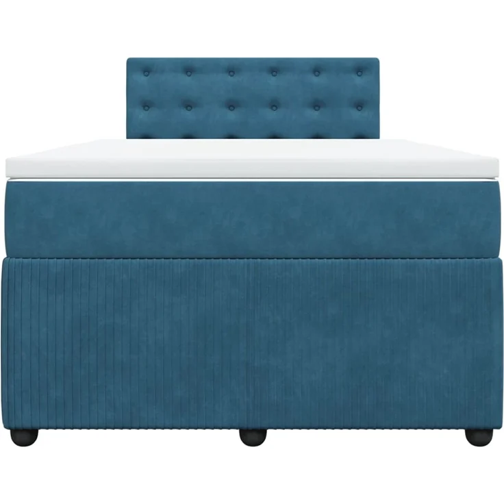 vidaXL Boxspringbett mit Matratze Blau 120x200 cm Samt 3290026 – Bild 6