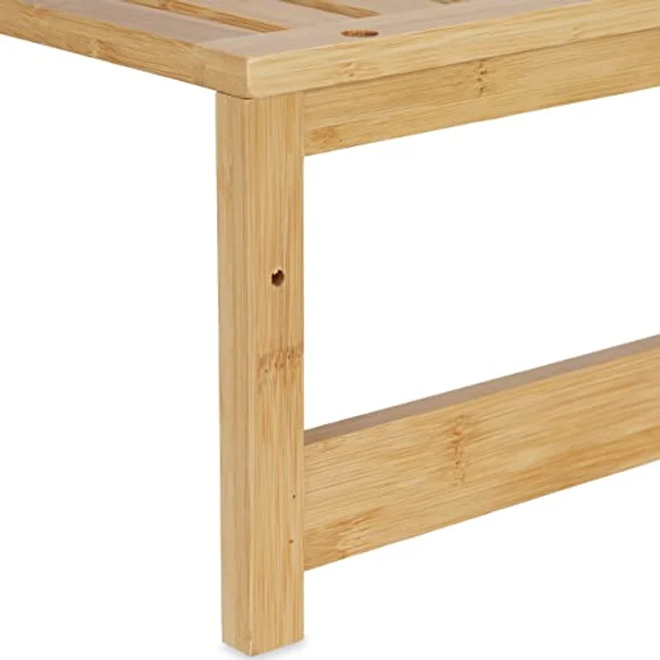Relaxdays Wandregal mit Hakenleiste, hellbraun, aus Holz und Metall, 62x18x16 cm, ideal als Garderobe oder Handtuchhalter – Bild 7