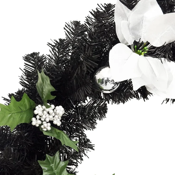 vidaXL Weihnachtskranz mit LED Schwarz 60 cm PVC 321518 – Bild 4