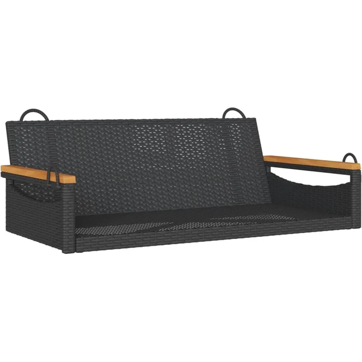 vidaXL Hängebank Schwarz 109x62x40 cm Poly Rattan 368143 – Bild 2