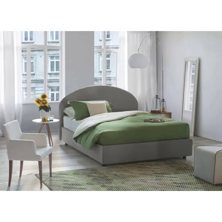 Talamo Italia - Doppelbett Connie, Bettkasten mit Stoffbezug, 100 % Made in Italy, Öffnung vorne, inklusive Matratze 120 x 190 cm, grau