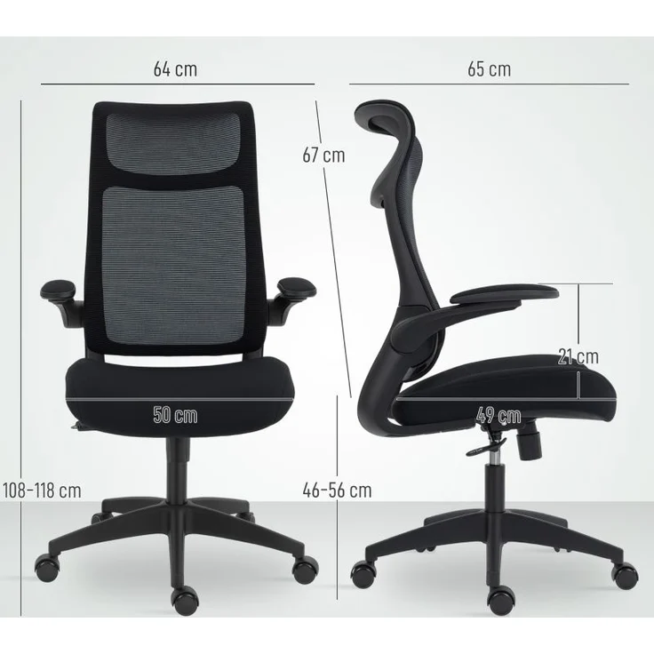 Ergonomischer Bürostuhl schwarz, Netzrücken, 3D-Armlehnen, Kopfstütze, 120 kg – Bild 8