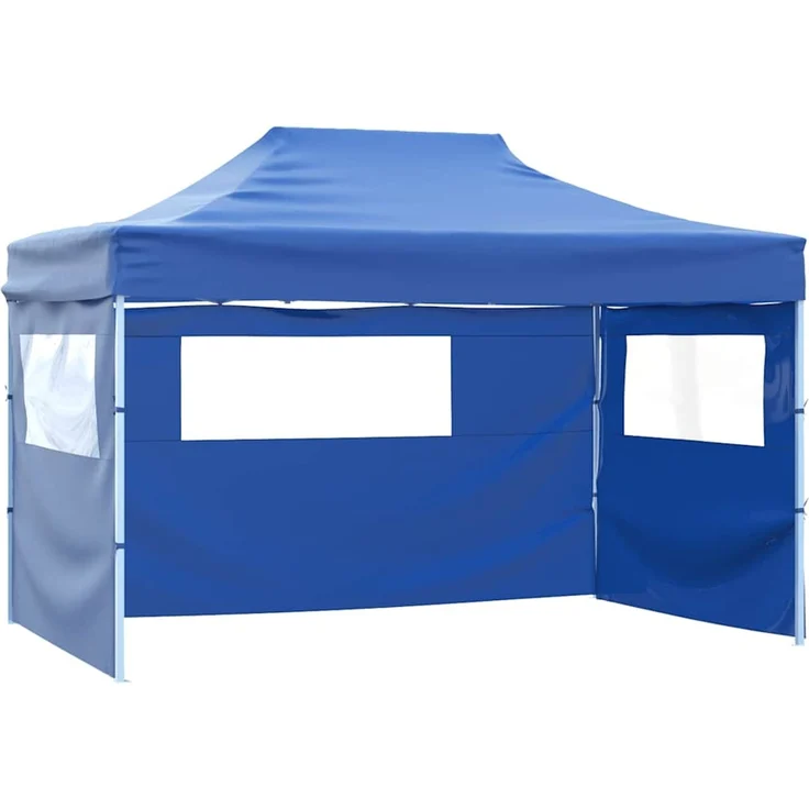 Profi-Partyzelt Faltbar, Gartenzelt mit 4 Seitenwänden 3x4m Stahl Blau – Bild 5