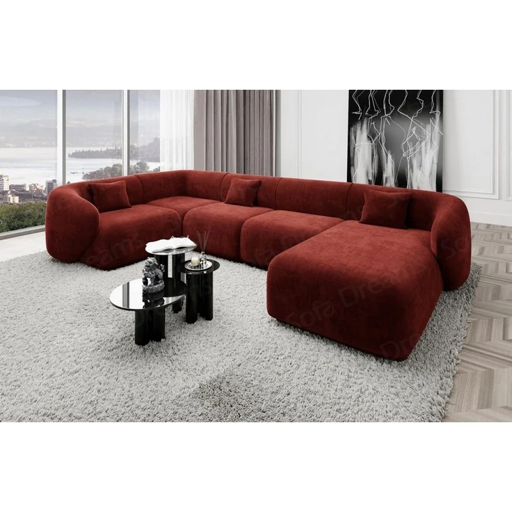 Wohnlandschaft Marbella U-Form - Samtstoff - Rot - Rechts – Bild 2