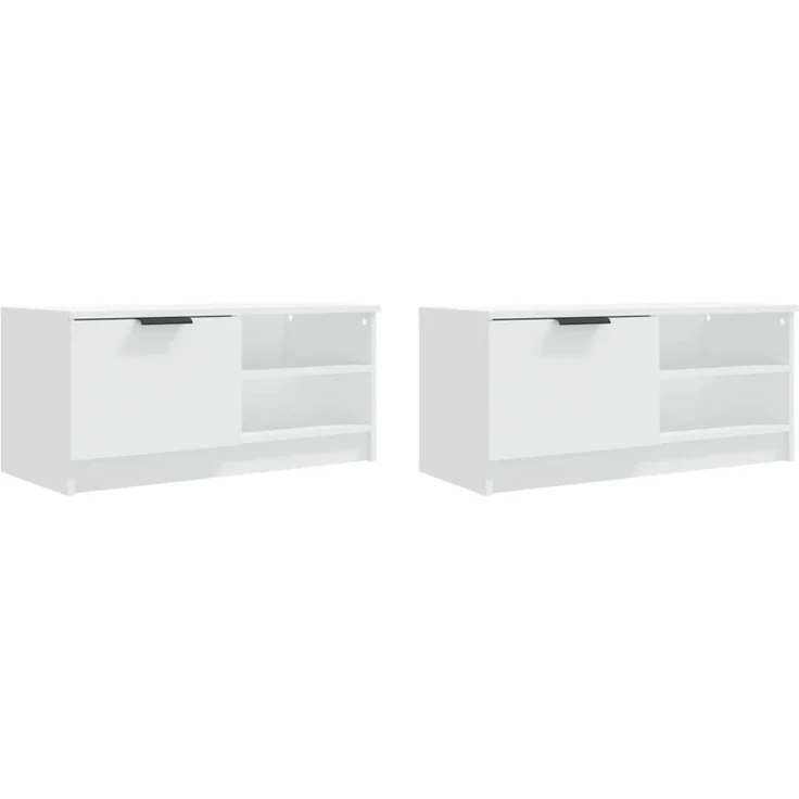 2 pcs TV-Schrank, Lowboard TV Weiß 80x35x36,5 cm Holzwerkstoff – Bild 4