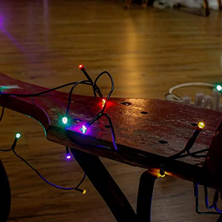 hellum LED Mini Lichterkette Innen, 50 bunte LED, 735cm beleuchtete Länge, mini lichterkette bunt innen mit Stecker, für Weihnachtsbaum oder Partybeleuchtung, 577594 – Bild 7
