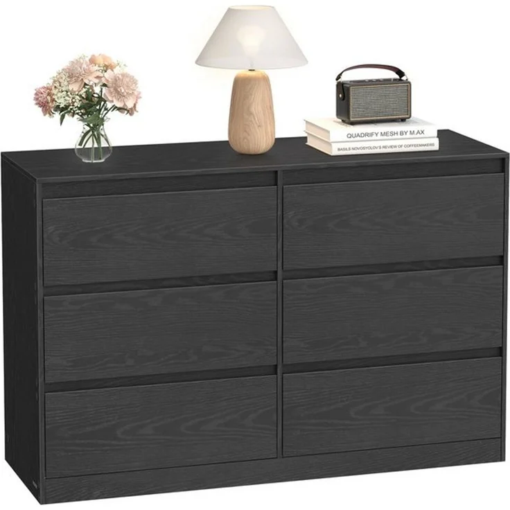 VASAGLE Kailyn Kollektion - Kommode mit 6 Schubladen, Aufbewahrungsschrank, Wäschekommode, für Schlafzimmer, 40 x 119,4 x 75 cm, modern, ebenholzschwarz – Bild 4