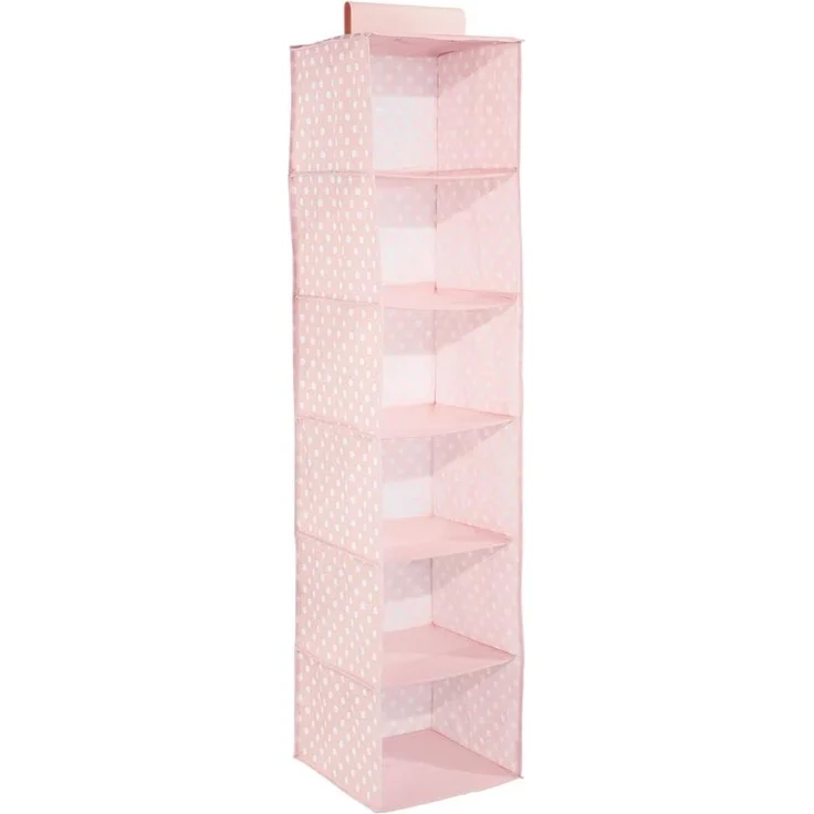 Hängender Stoffschrank mDesign Hängeaufbewahrung 6 Fächer rosa/weiß gepunktet – Bild 8