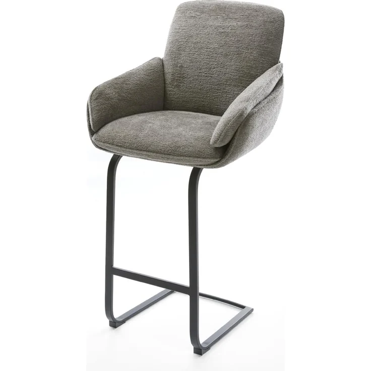 Barstuhl Luan-Flex Bouclé Soft Schlamm Freischwinger Flach Metall Schwarz – Bild 2