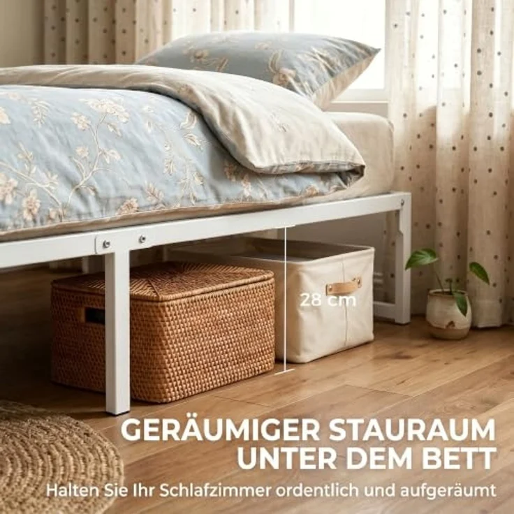 HOMCOM Bettgestell Bett Bettrahmen mit praktischem Stauraum (Set, 2-tlg, Bettgestell mit Aufbauanleitung), ohne Kopfteil, viel Stauraum, schnelle Montage – Bild 6