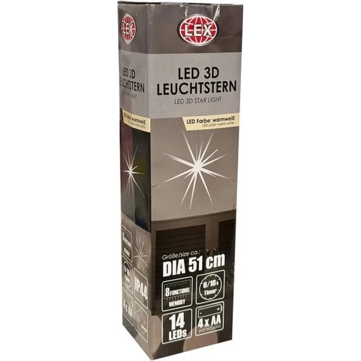 Mojawo Stern 3D LED zum Hängen, Kunststoff weiß, DIA 51cm – Bild 4