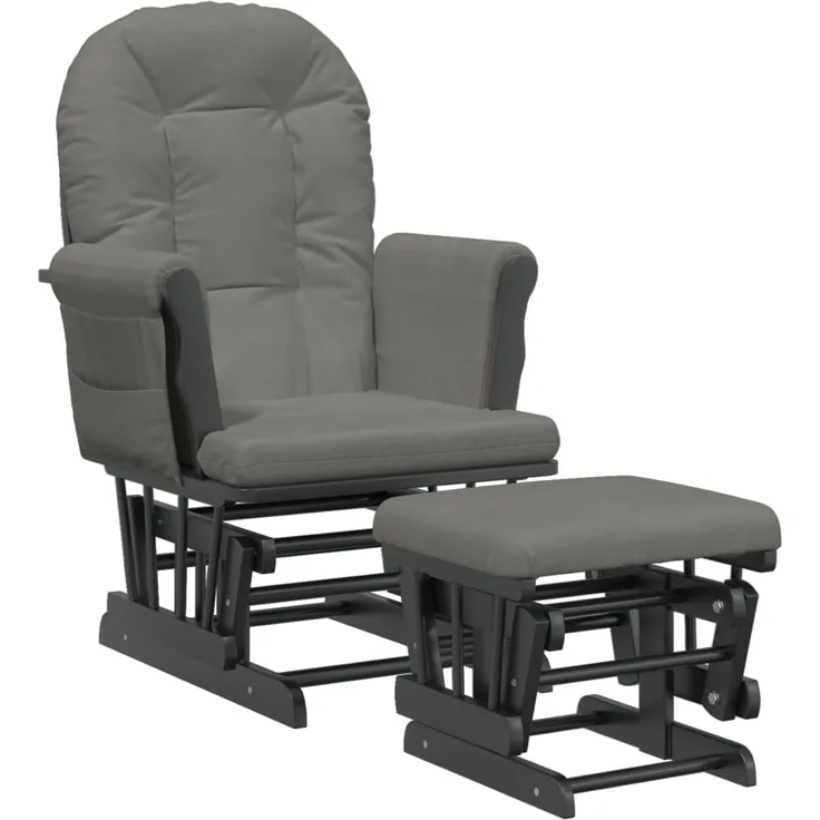 vidaXL Schaukelsessel mit Hocker Gleitend Dunkelgrau Stoff 351667