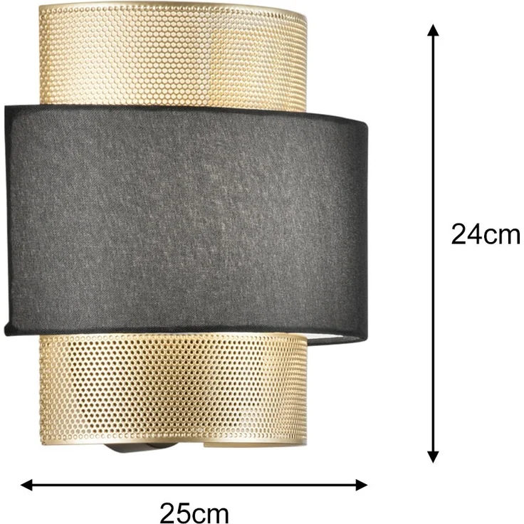 LED Wandlampe Metall Gold mit Stoffblende Schwarz, Breite 25cm – Bild 4
