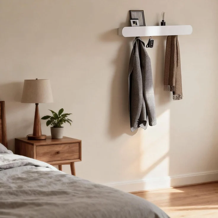 Yorbay Wandgarderobe mit Ablagebrett, Garderobenleiste aus Metall, 6 verdeckte Garderobenhaken – Bild 8